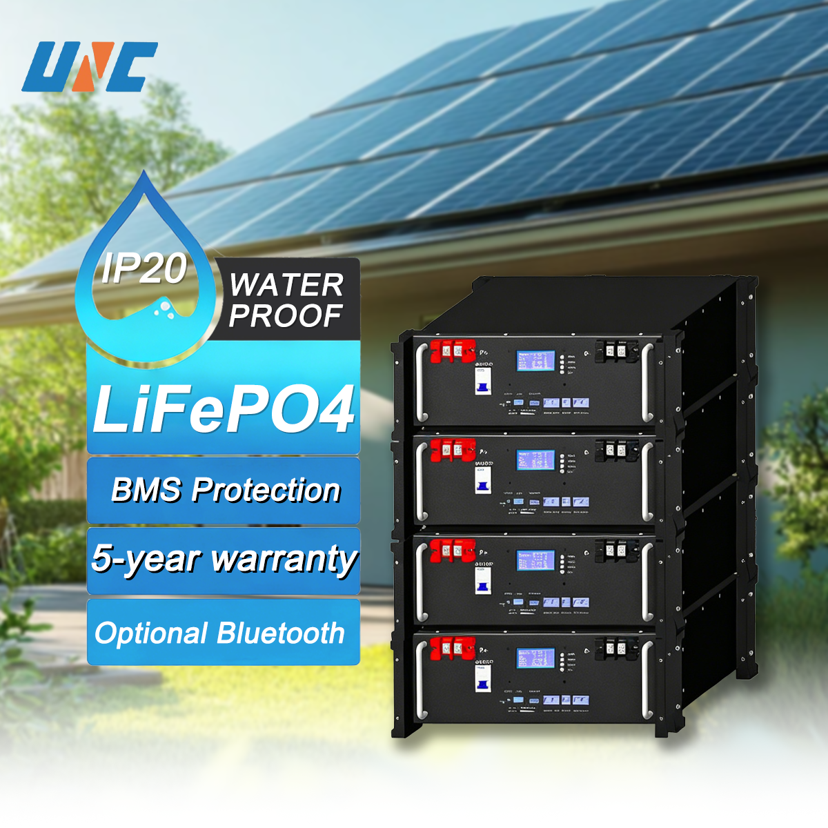 LiFePO4 Battery Pack 48V 51.2V 100AH 5KWH Rack Mount Home Energy Storage Grade A+ Smart BMS LCD Screen Backup Power Systems