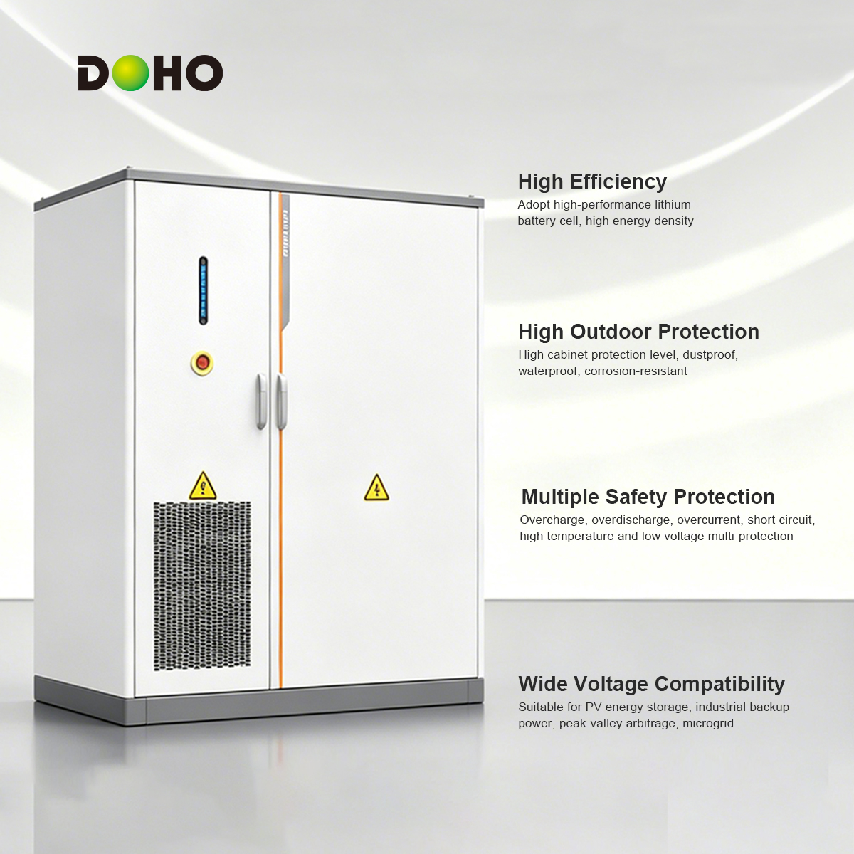 DOHO DHESTS100-200kWh-400-A 100kW/200kWh Hybrid ESS IP54 Smart Air-Cooled Lithium Ion Battery Storage on Grid off Grid