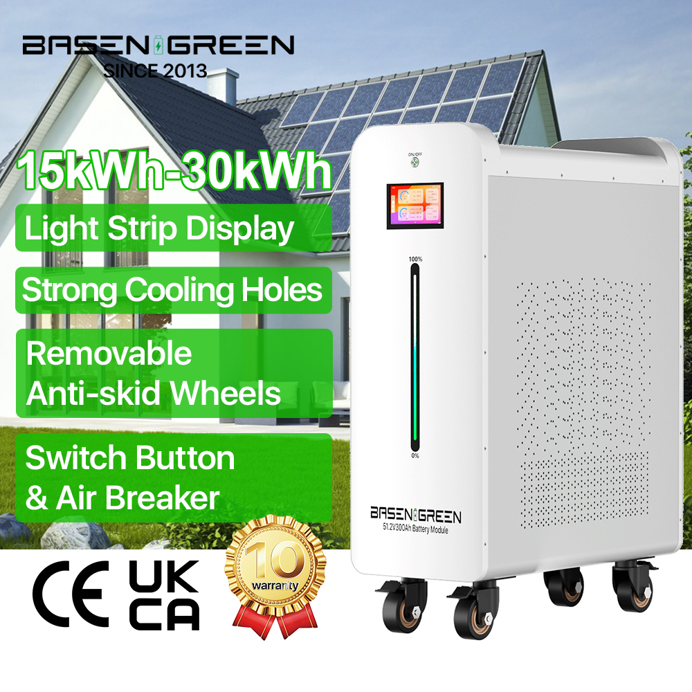 Basen New Touch Screen 10000+ Cycle Push Pull Cooling Lithium Battery 48v 300ah 600Ah 30kWh LiFePO4 Battery Pack Energy Storage