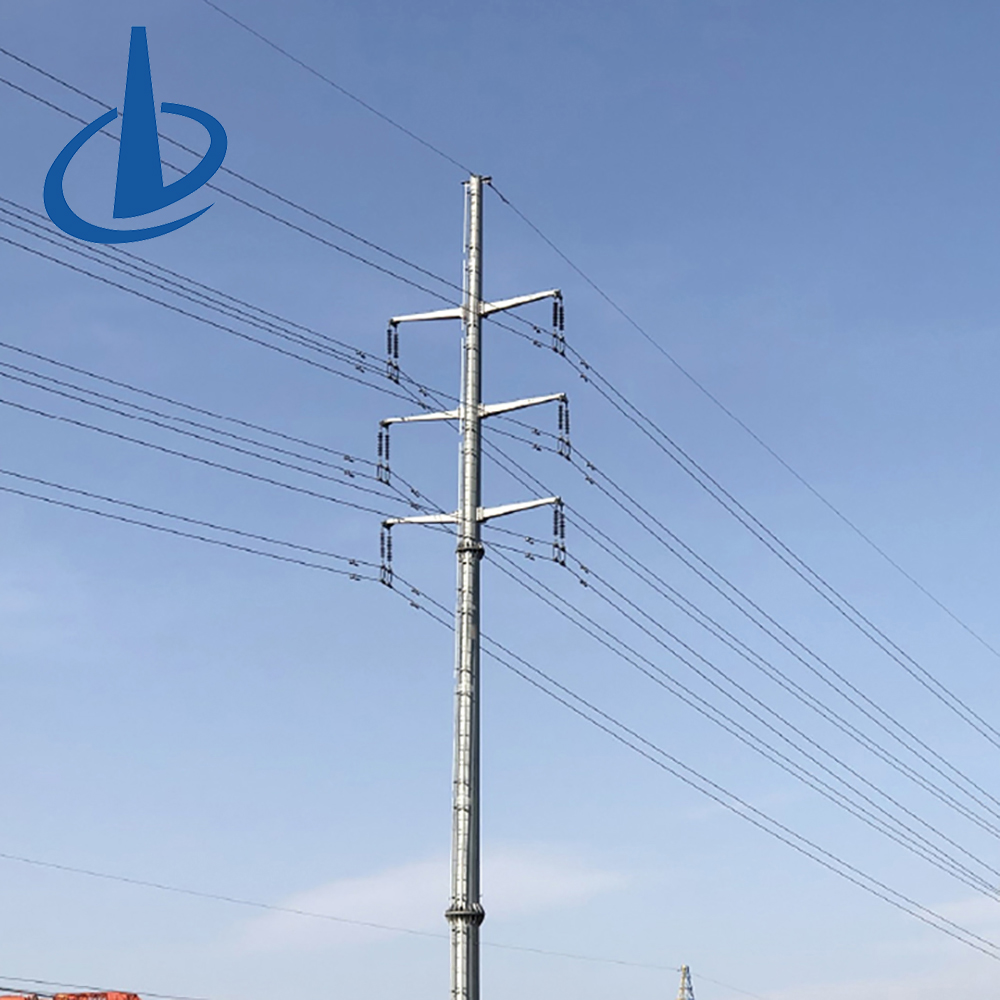 Self-supporting Monopole 132kv Steel Tubular Poles High Voltage Electric Power Towers Power Grid Overhead Power Line 50 Years