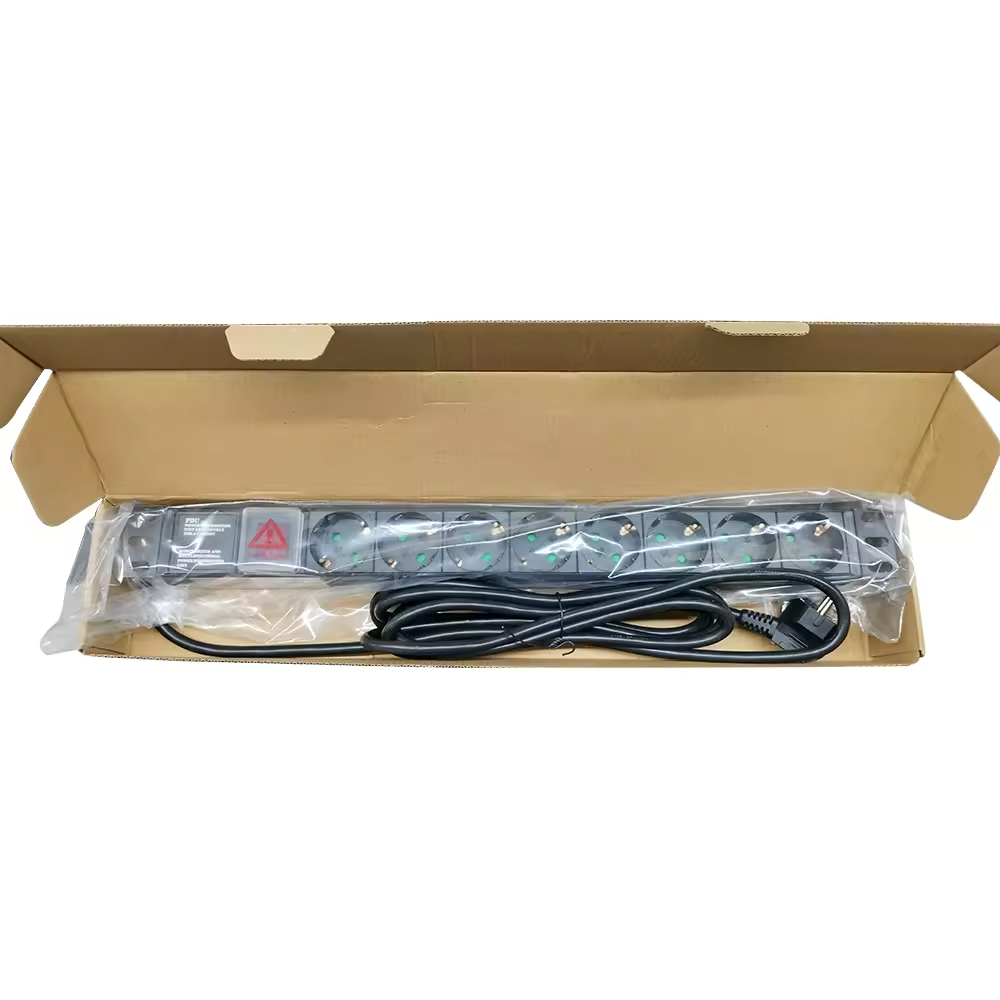 19 Inch Rack Mount Germany 8 Way Schuko Power Distribution Unit Surge Protected PDU For Server Room Data Center Cabinet