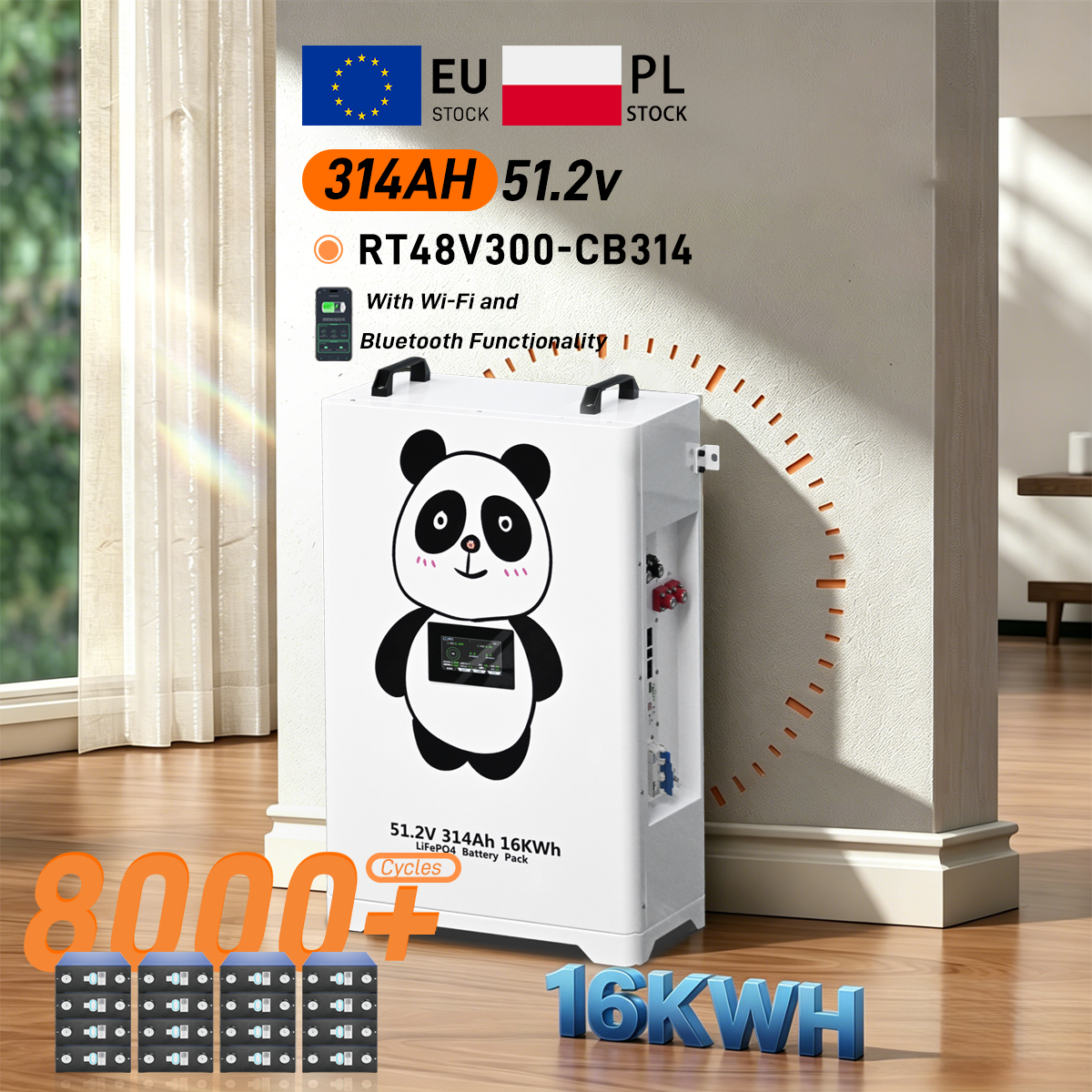 Braun Power Poland Warehouse CALB 51.2v 314ah 16kwh Lifepo4 Battery JK V19 BMS Lithium Solar Storage Battery Pack