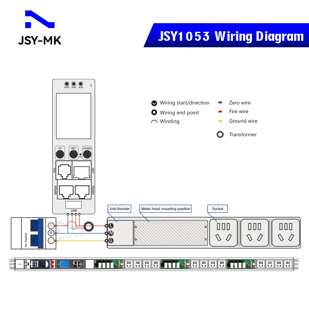 JSY1053 220V 63A Single-Phase Intelligent IP PDU Meter Energy Monitor Power Distribution Unit For Data Centers Rack Cabinet