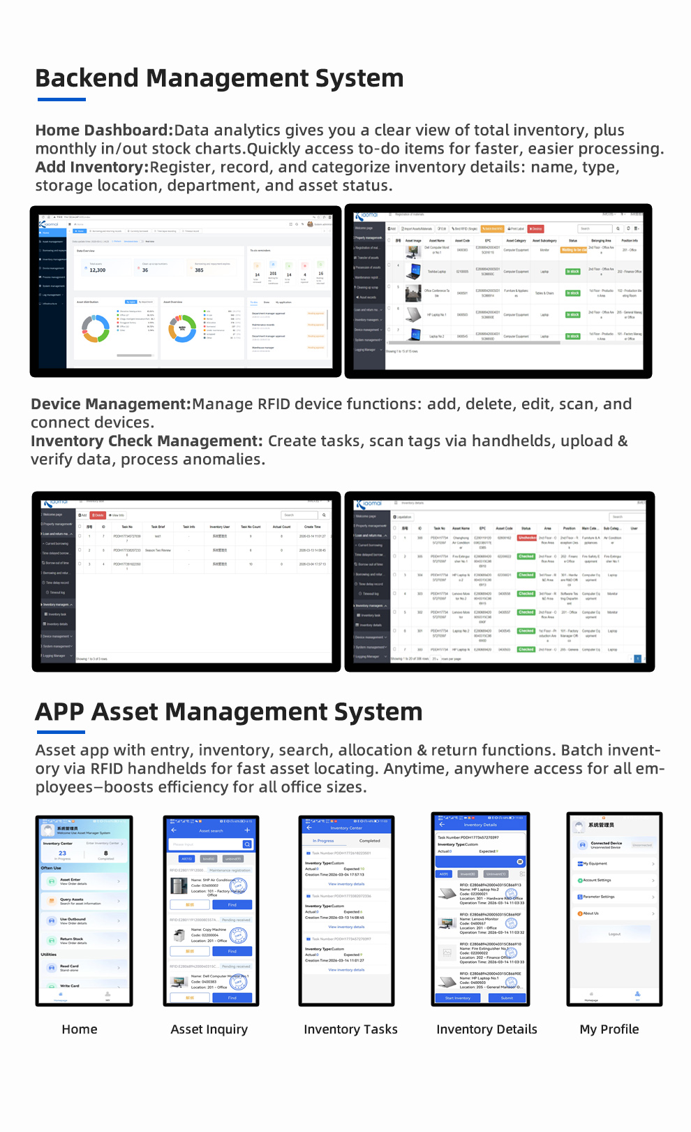 UHF RFID Asset Management Solution One-stop Sourcing With System Software, Android APP, Smart Device As Well As Sample Tags