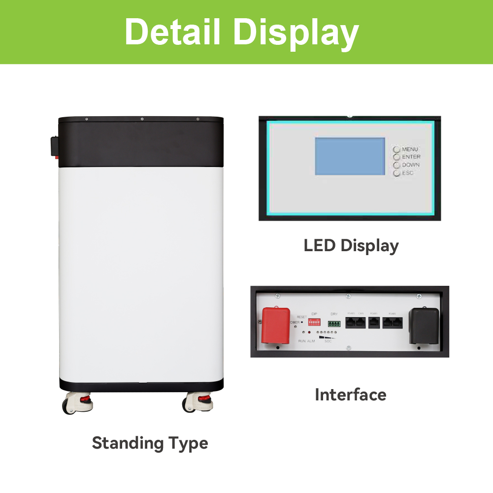 Stackable Split Hybrid Grid Home Energy Storage System with LiFePO4 Battery and Rolling Wheels Design