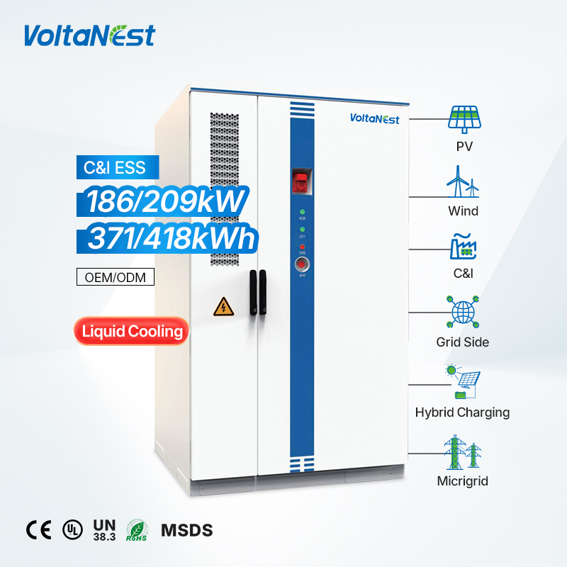 VoltaNest Liquid Cooling 125kW 420/370kWh C&amp;I ESS Cabinet LiFePO4 Solar Energy Storage System Commercial Industrial Grid IP54