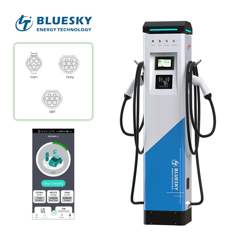 2 Fast Charging Floorl-mounted DC EV Charging Stations Ev Charger with POS Factory Custom Energy EV Charger 22kw Wall Box Type