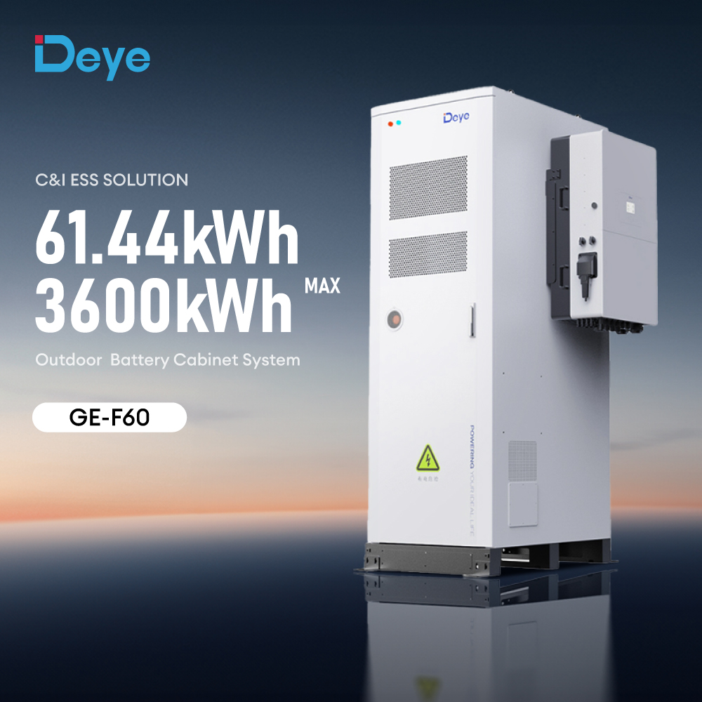 Deye GE-F60 Lithium Ion Batteries Pack 48V 51.2V 50kwh 60Kwh 360Kwh 600Kwh BESS Solar Battery Energy Storage System Cabinet