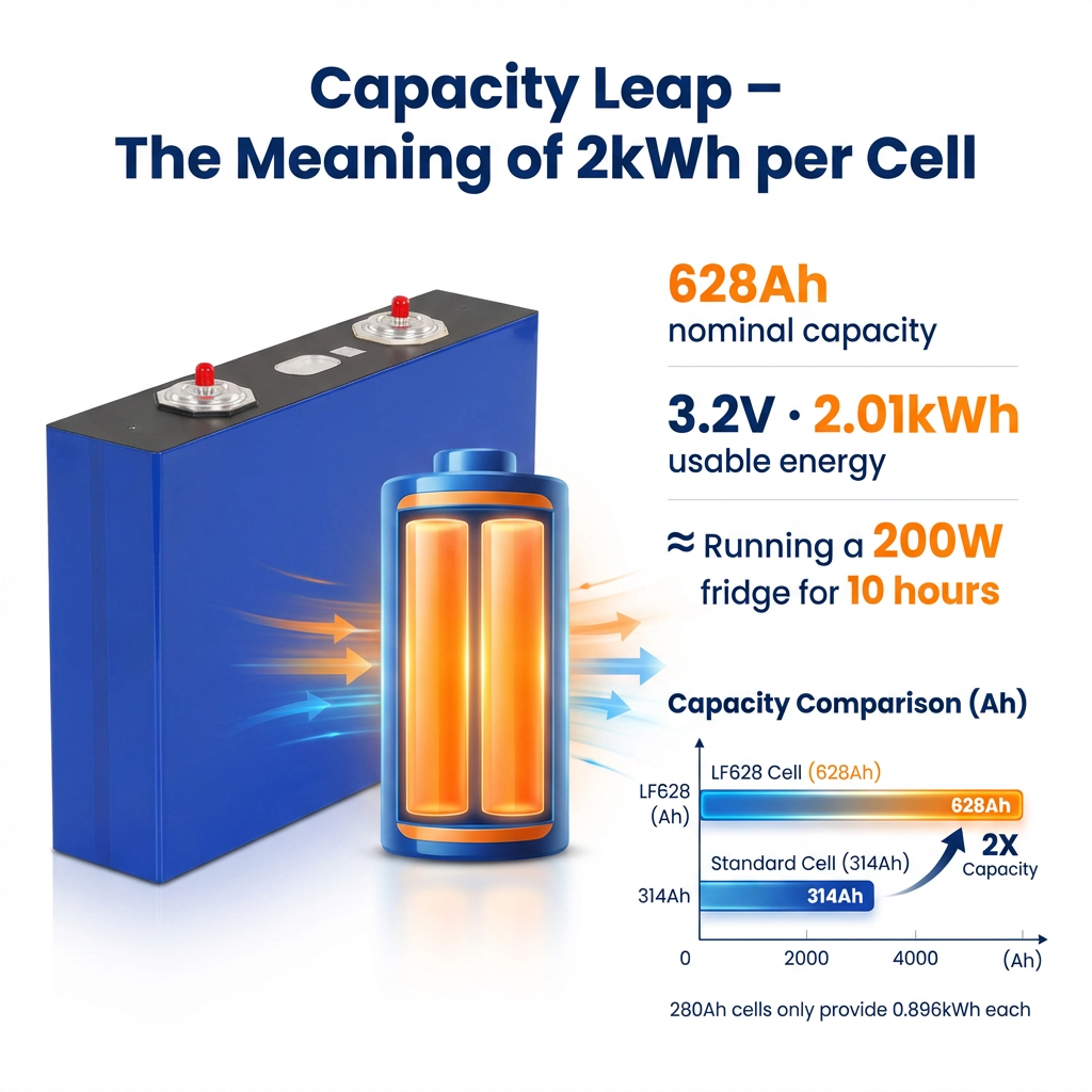 Ultra Large Capacity LF628 3.2V 628Ah LiFePO Battery Cell 8000 Cycles Prismatic LFP for Utility Scale Grid Energy Storage System
