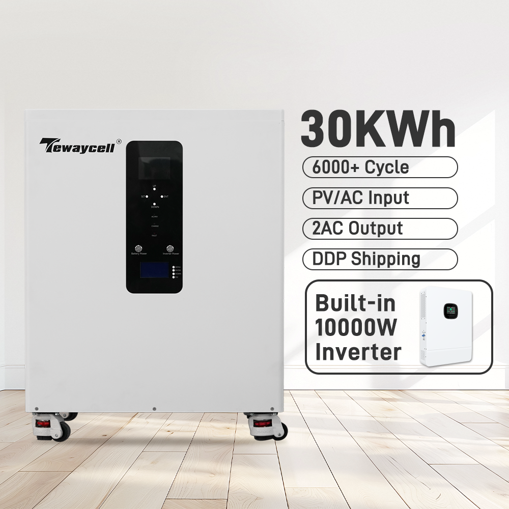 Tewaycell All-in-One 30KWH ESS Solar Energy Storage System 51.2V 300Ah 560Ah 600Ah Inverter 15KWh 28KWH 30KWH 10kw CAN