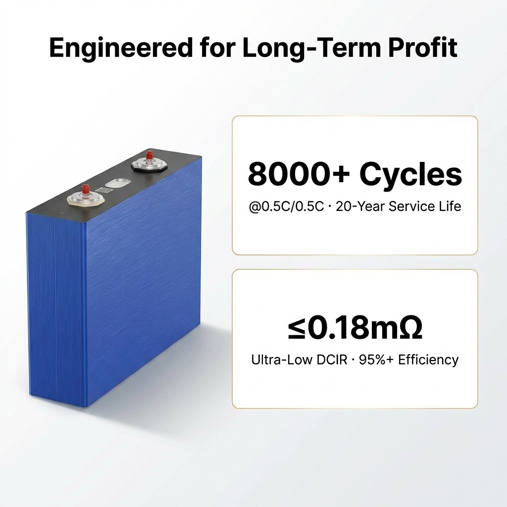 Ultra Large Capacity LF628 3.2V 628Ah LiFePO Battery Cell 8000 Cycles Prismatic LFP for Utility Scale Grid Energy Storage System