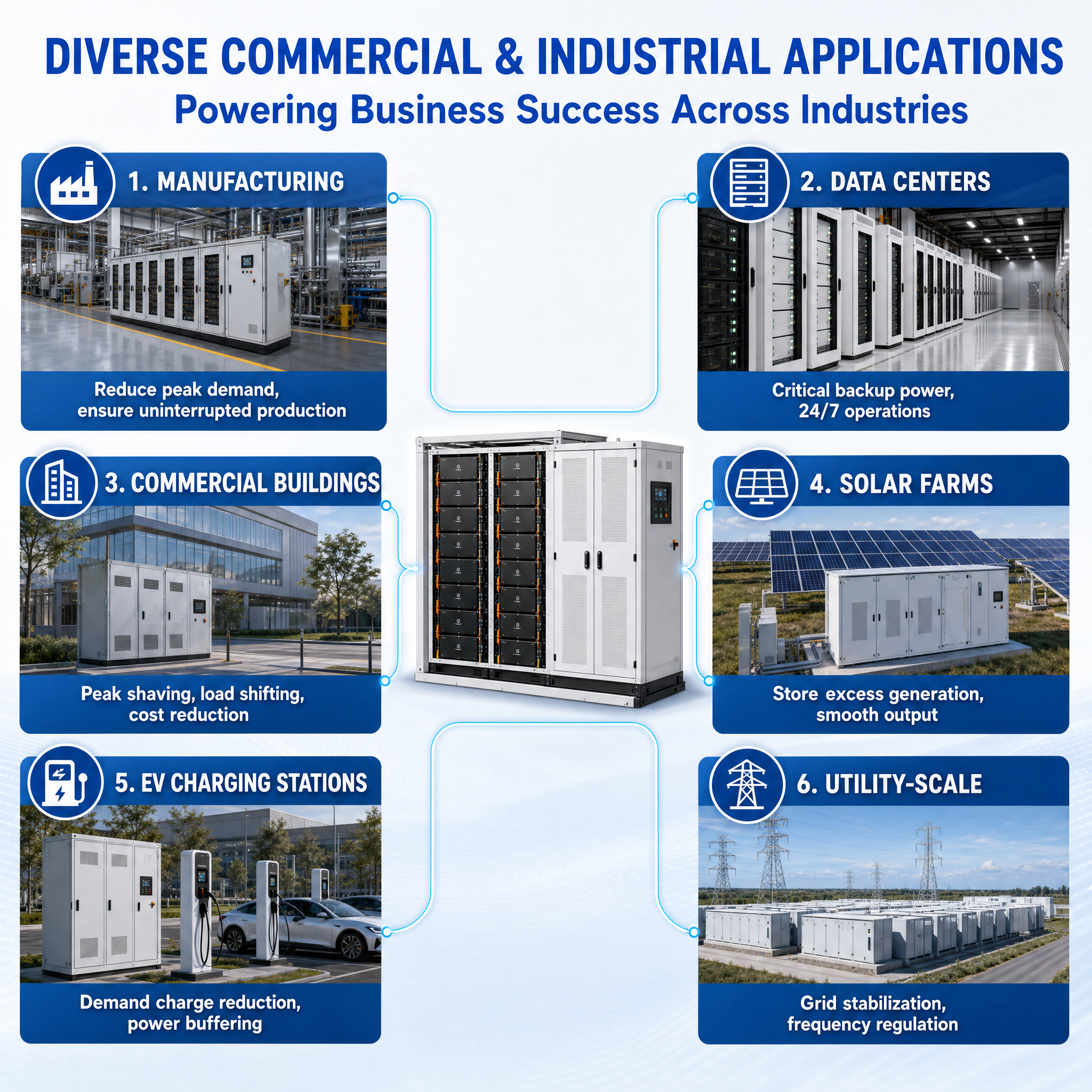 C&amp;I Energy Storage System Outdoor LiFePO4 Battery Cabinet for Solar Power Plant Factory Peak Shaving Backup Supply