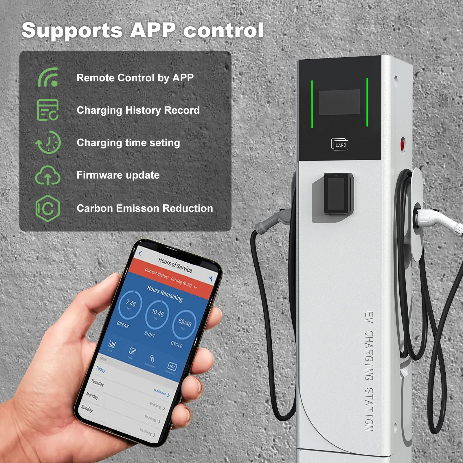 44kw AC Ev Charger 14kw Floormounted Ev Charger Piles 22kw Type2 Ac Ev Charging Stations