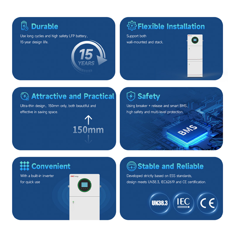 Eve 5.12kwh All-in-One Product for Residential Ess Solar Energy Storage Home Energy Storage System
