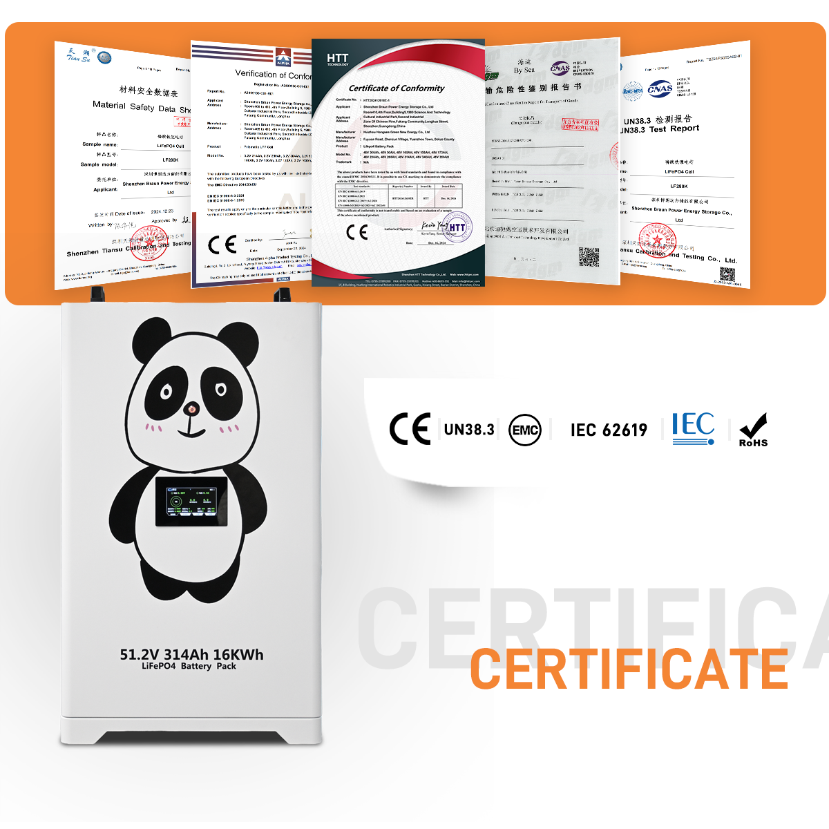 Braun Power Poland Warehouse CALB 51.2v 314ah 16kwh Lifepo4 Battery JK V19 BMS Lithium Solar Storage Battery Pack