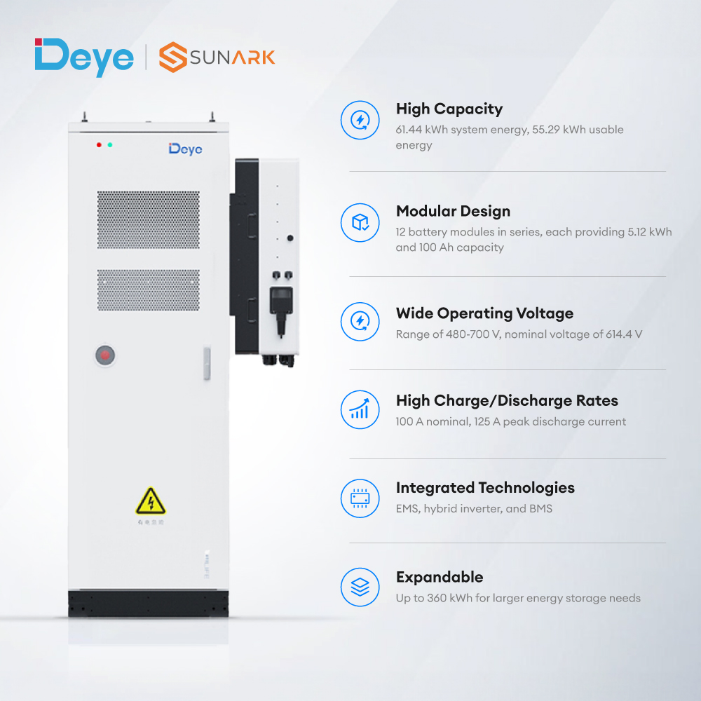 Deye GE-F60 Pv Battery Container 50Kw 100Kw 200Kw Lithium Battery Cabinet Bess Solar Energy Storage System For Industrial