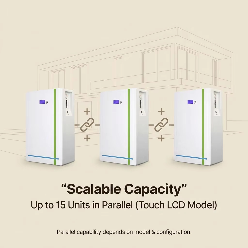 Stackable 15kWh 51.2V LiFePO4 Battery 300Ah Split Standing Home ESS Solar Storage System Smart BMS CAN IP55 Protection 5-10kW