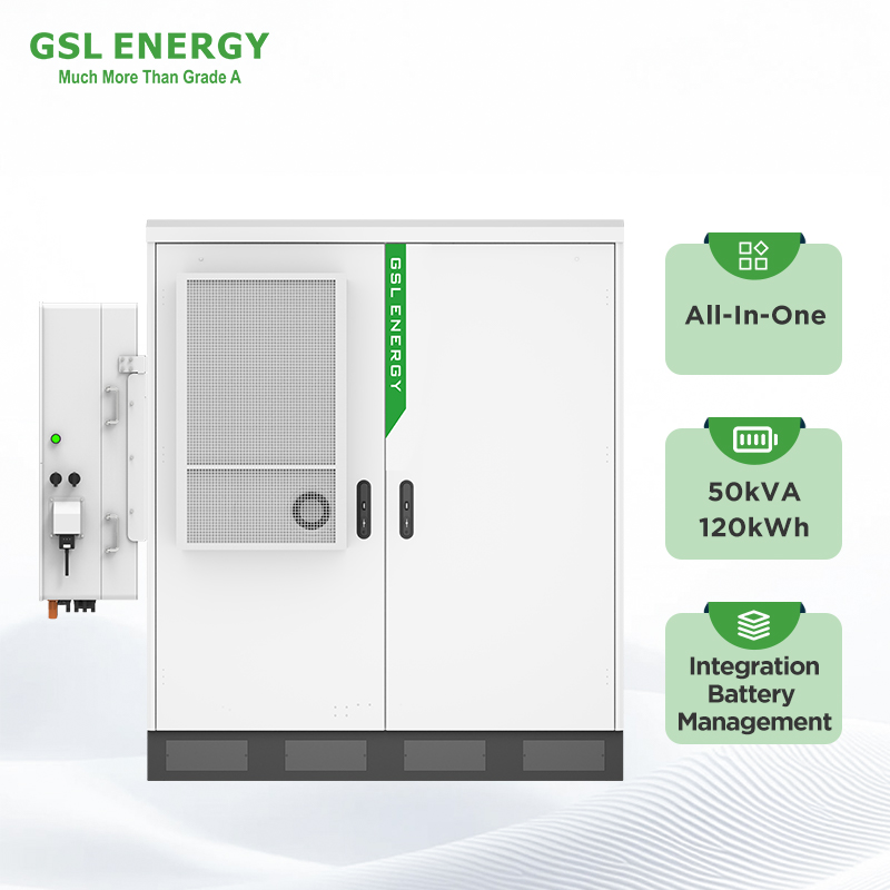 GSL ENERGY Bess Solar Battery Energy Storage System 120kwh Build in Inverter High Voltage Lithium Ion Battery for Peak Shaving