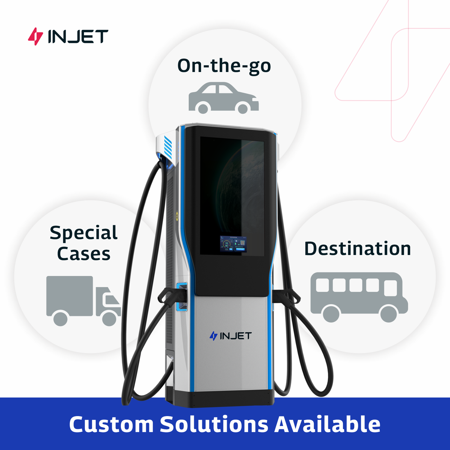 INJET 300V- 1000V Solar Powered Integrated EV Changing Solar/Storage/Charger 120kW 320kW Commercial DC EV Fast Charger Station