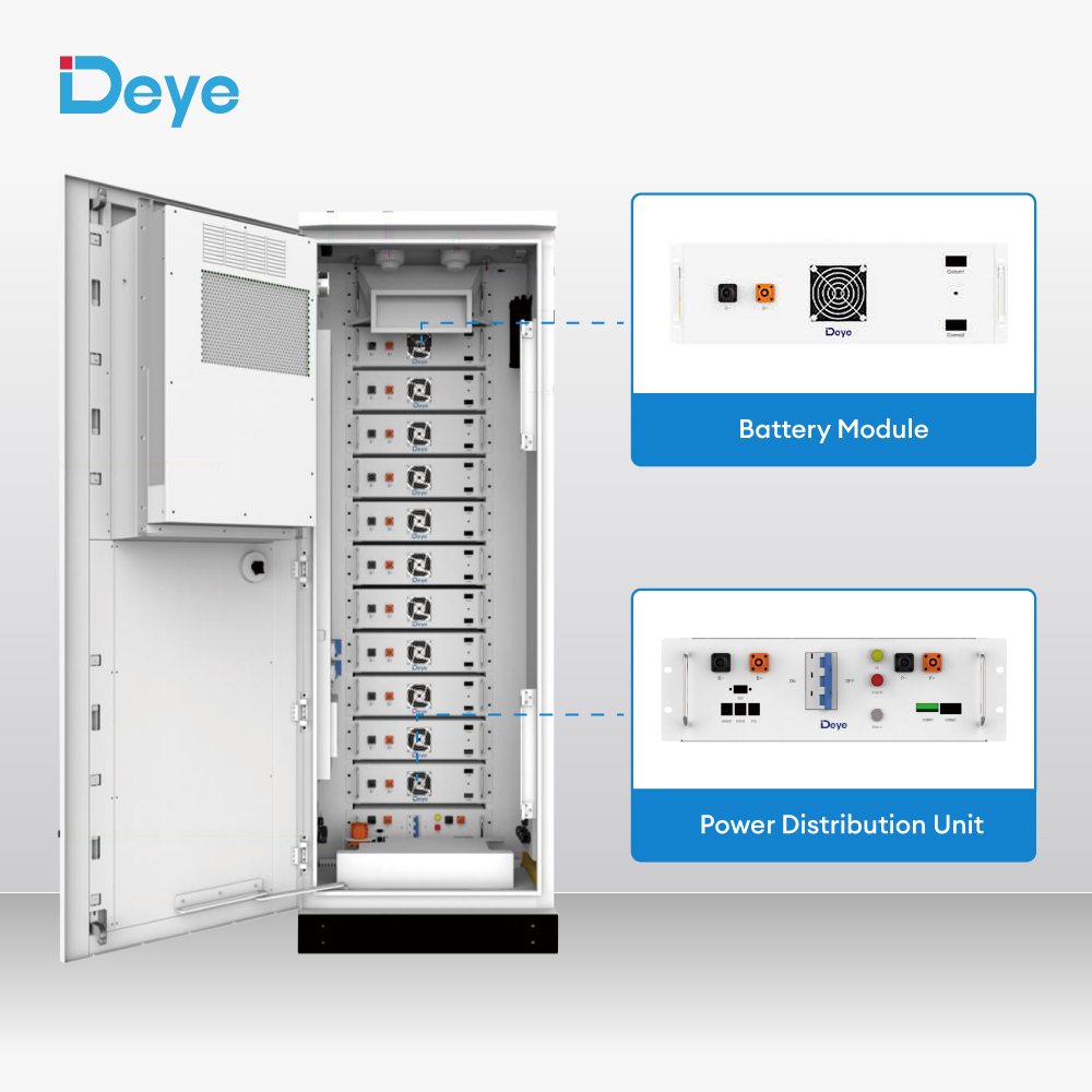 Deye GE-F60 Lithium Ion Batteries Pack 48V 51.2V 50kwh 60Kwh 360Kwh 600Kwh BESS Solar Battery Energy Storage System Cabinet