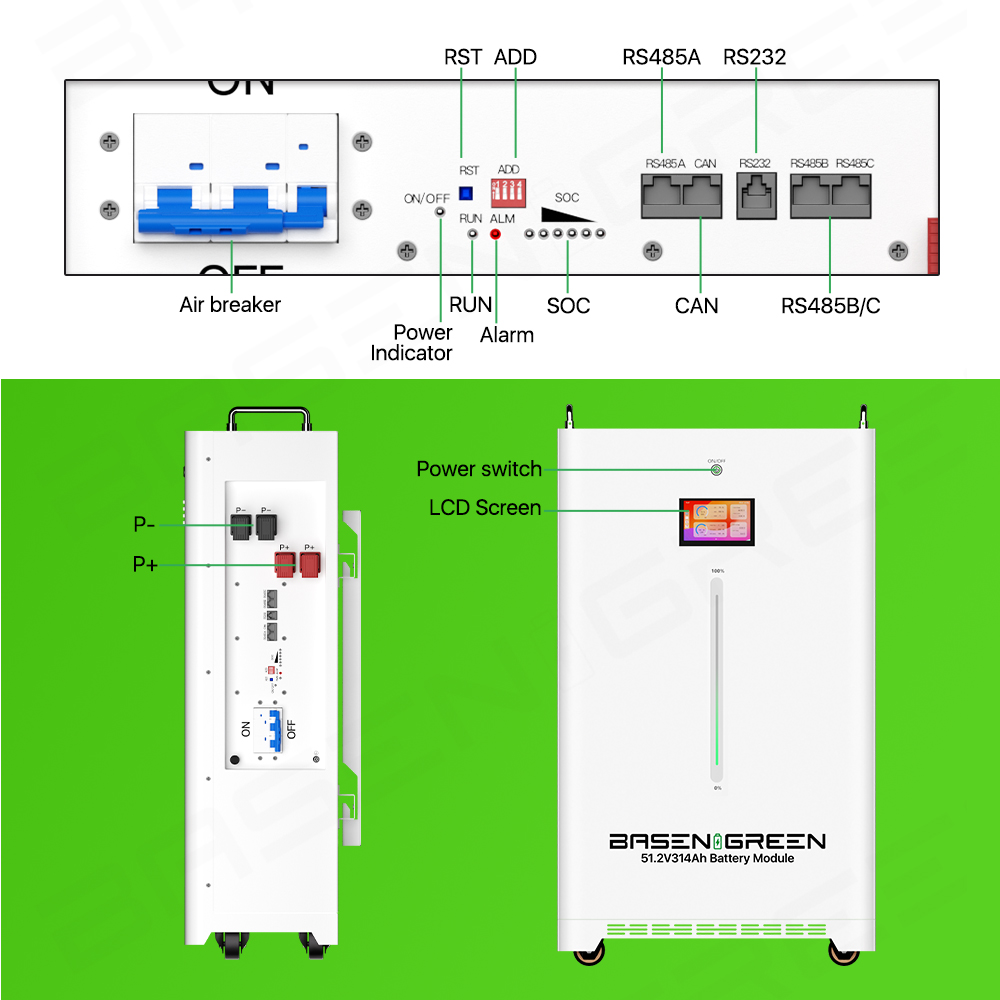 BASENGREEN High Capacity Lithium Battery Lifepo4 51.2 V 230ah 300ah 314ah 11kWh 10kWh 15kWH 16kWh Lifepo4 48v For Home Storage