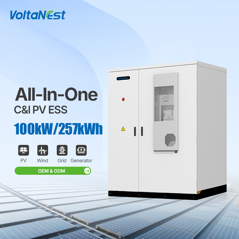 VoltaNest Outdoor LiFePO4 Off Grid 100KW 125KW 200kWh Solar Power Storage 257kWh All In One BESS Energy Storage Cabinet With PCS