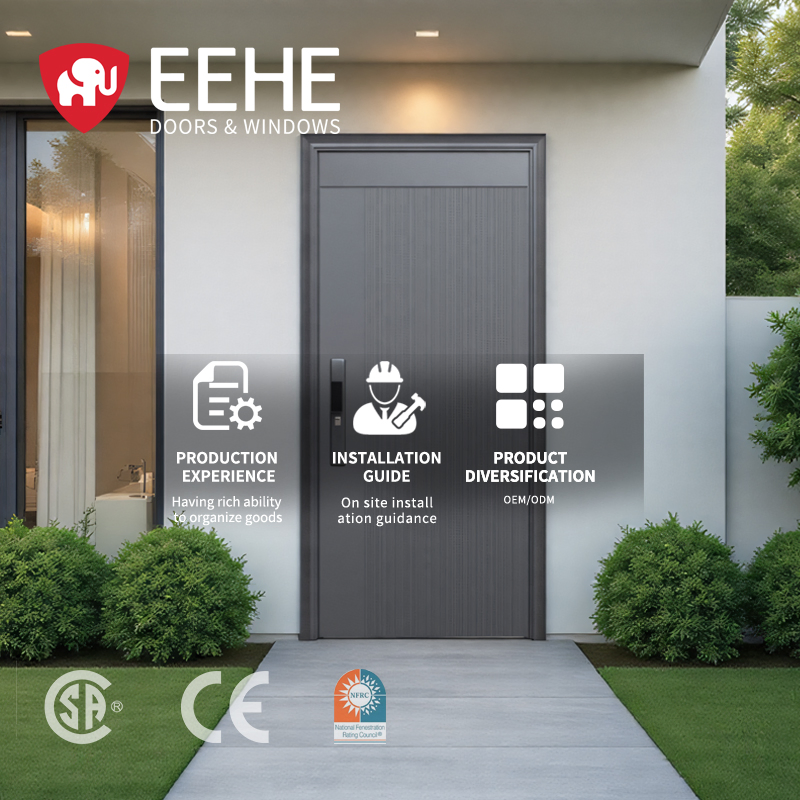 تكلفة أبواب فرنسية مزدوجة خارجية وجبهة ألمنيوم بتصميم محكم مع زجاج منخفض الانبعاثات جودة ممتازة بناء معتمد