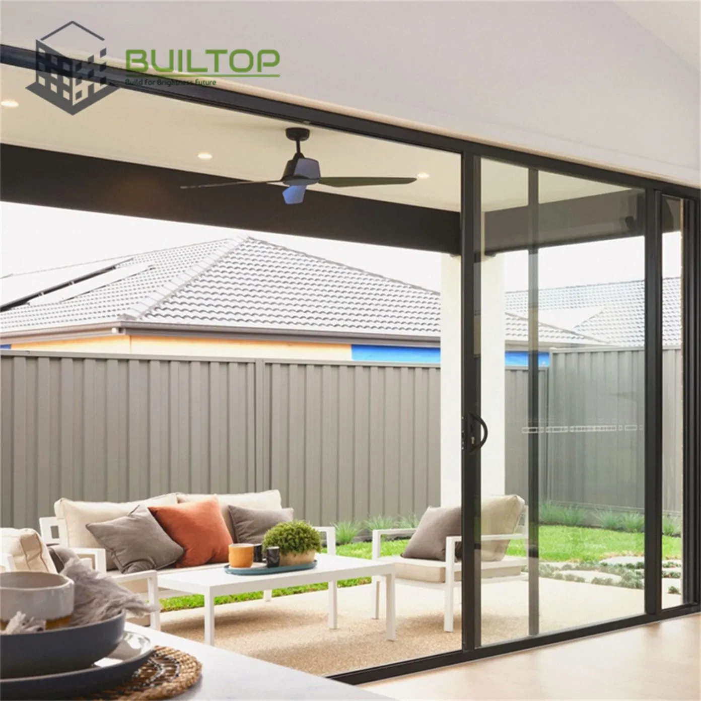 سعر المصنع باب انزلاقي من الألمنيوم بإطار رفيع بتصميم حديث للإقامة