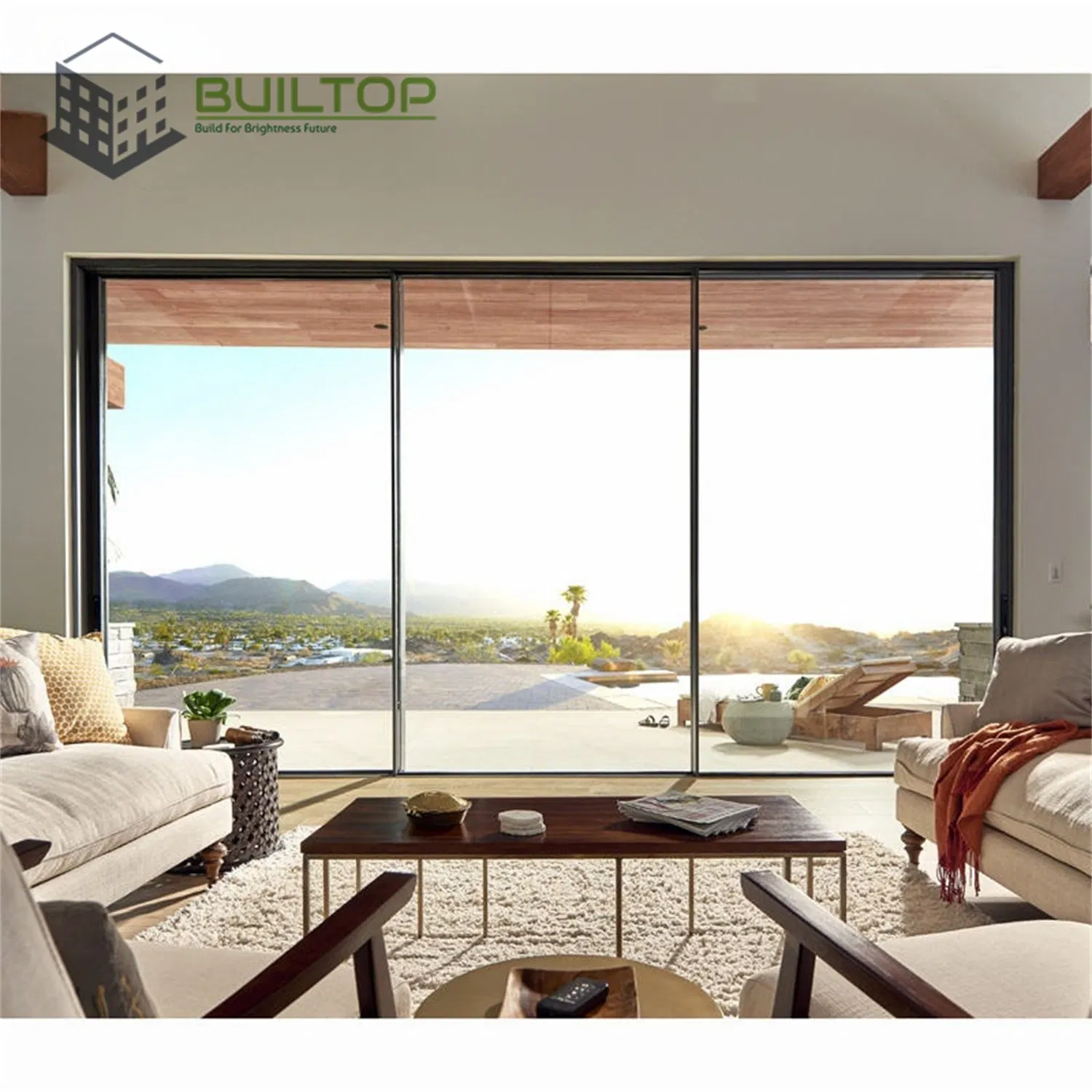سعر المصنع باب انزلاقي من الألمنيوم بإطار رفيع بتصميم حديث للإقامة