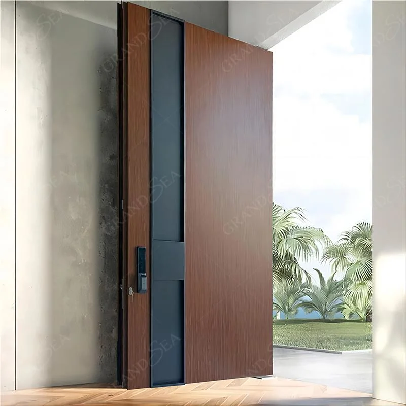 أبواب محورية حديثة من الزجاج المقسى والفولاذ المقاوم للصدأ للأمن عند المدخل الرئيسي الخارجي بأسعار الجملة