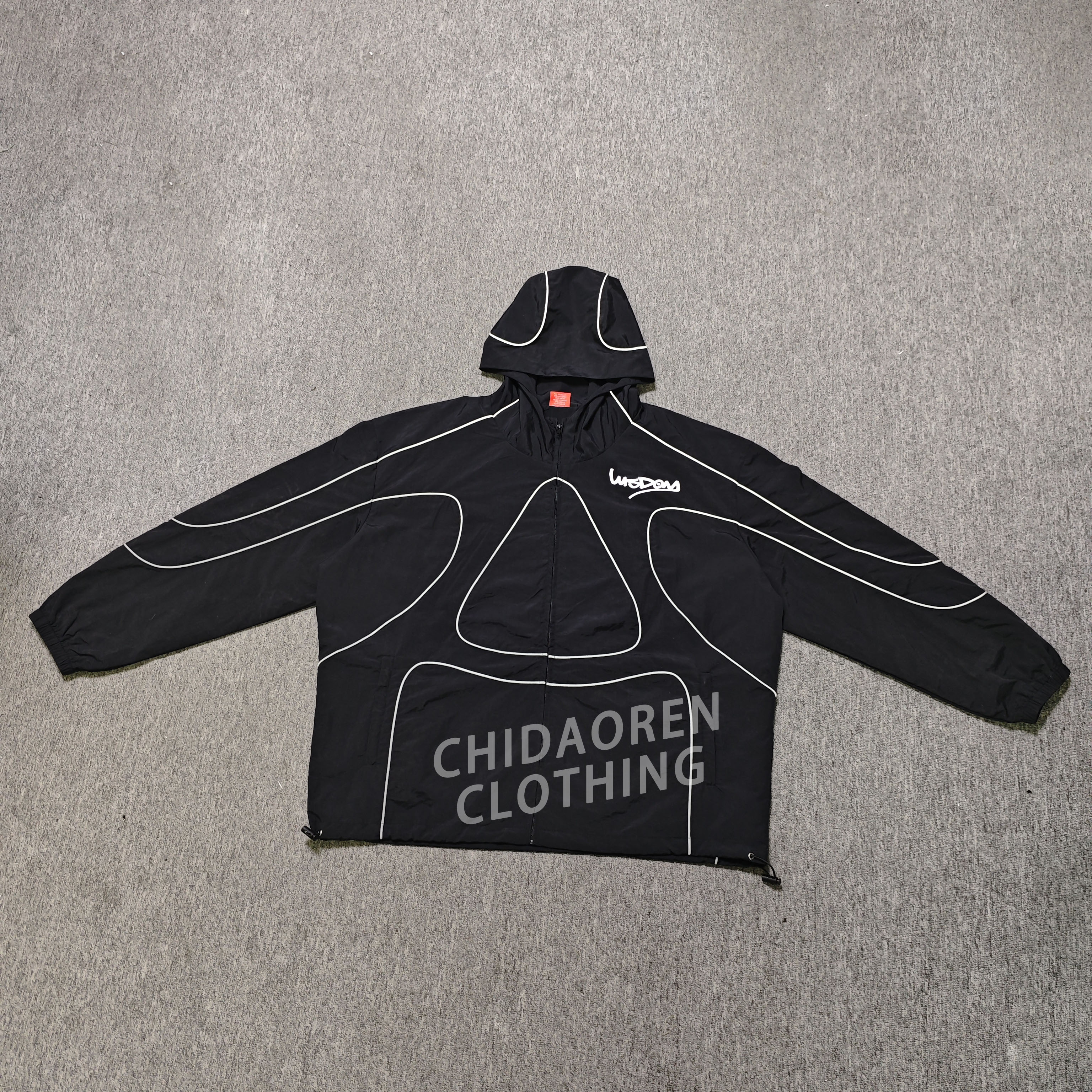 CHIDAOREN Manufacturer Custom Design Streetwear Nylon Jackets 100% Nylon Reflective Stripes Windbreaker Jacket For Men