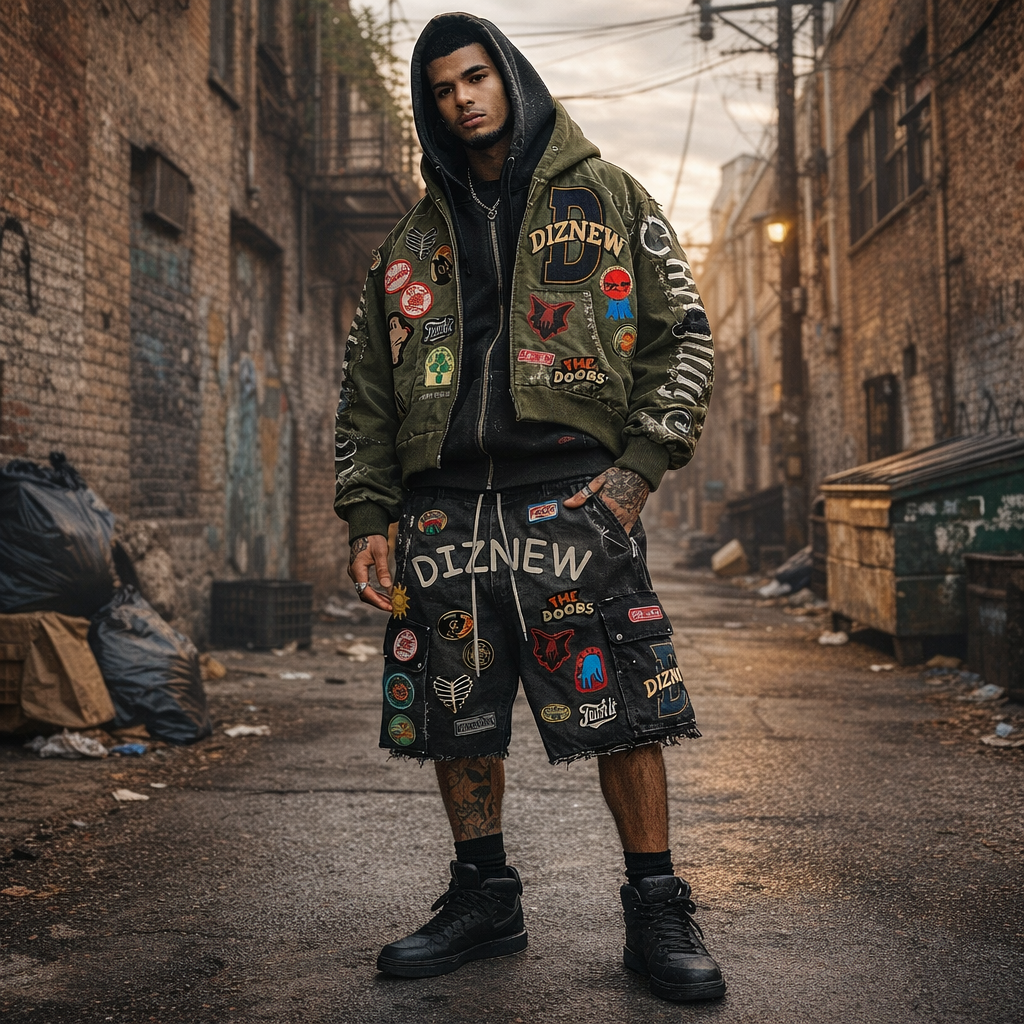 DiZNEW Mens Summer 2026 Short Sets With Designs Custom Designer High Quality Rhinestone Hoodie Cotton Shorts Sets For Men
