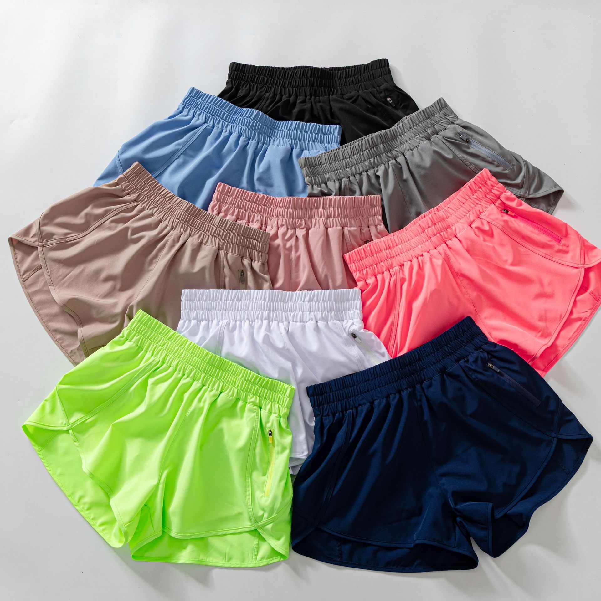 Summer Women's High-Waisted Quick Dry Sporty Running Shorts with Pockets Yoga Biker Shorts