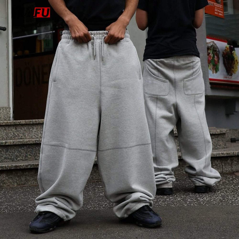 Oversized Custom Stacked Wide Leg Sweatpants Straight Designer Clothes Baggy Casual Streetwear Sweat Pants Men Trousers