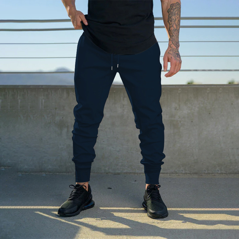 Custom Smart Casual Skinny Mens Jogger Trousers with Pockets Plain Dyed Flat Front Quick Dry Breathable Polyester Workout