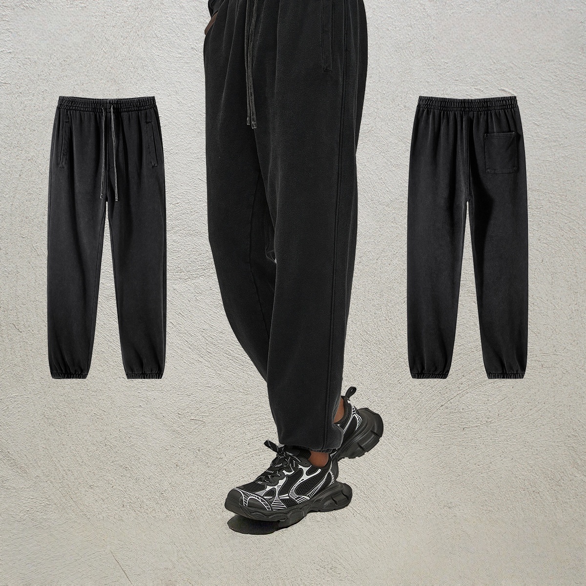 Men's Casual 100% Cotton Breathable Drawstring Closure Street Style Jogger Pants Sweatpants