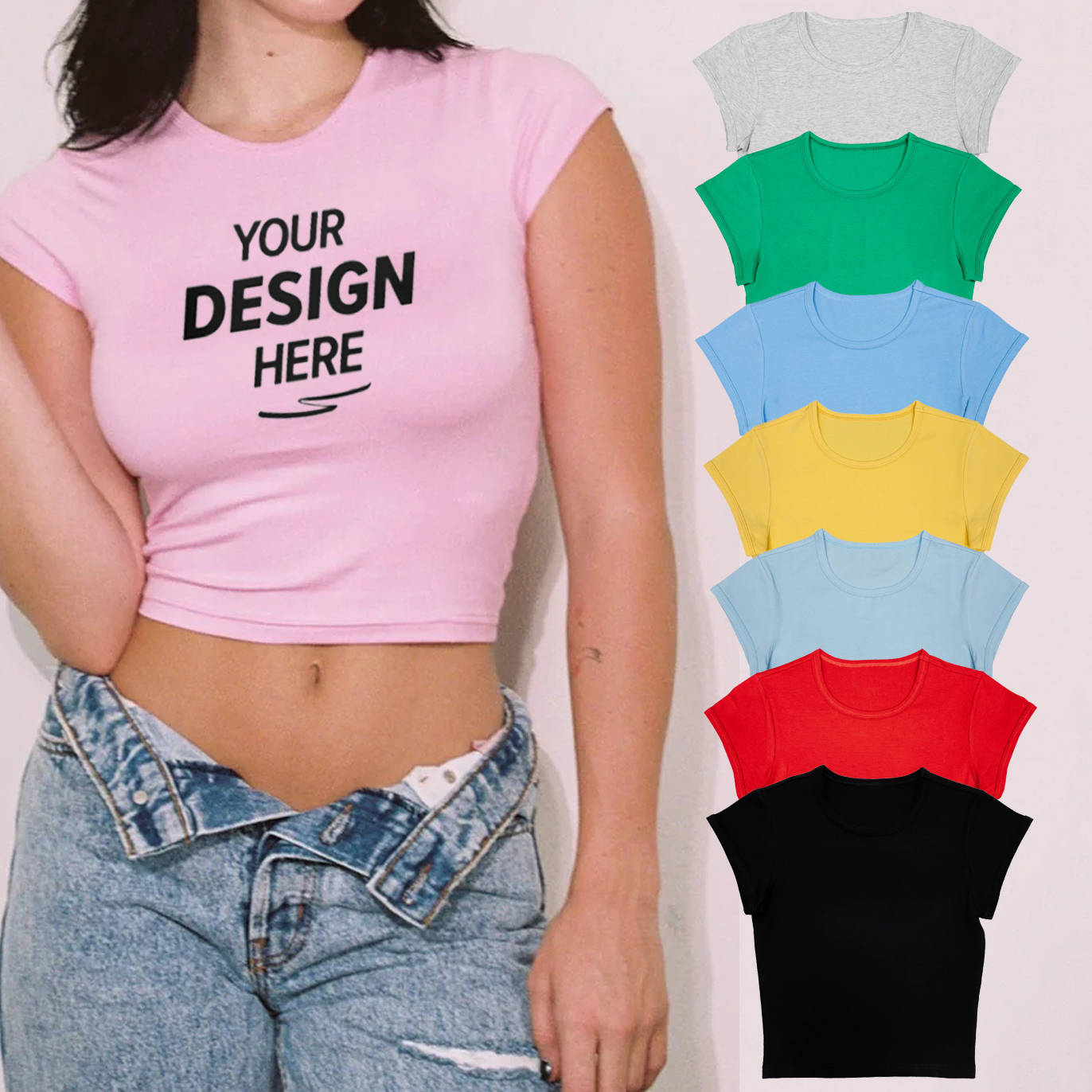 Custom Logo Baby Tee Y2k Sexy Cropped Ladies Ropa De Mujer Cotton Slim Fitted Tee Tshirt Crop Top t Shirt for Women Ladies