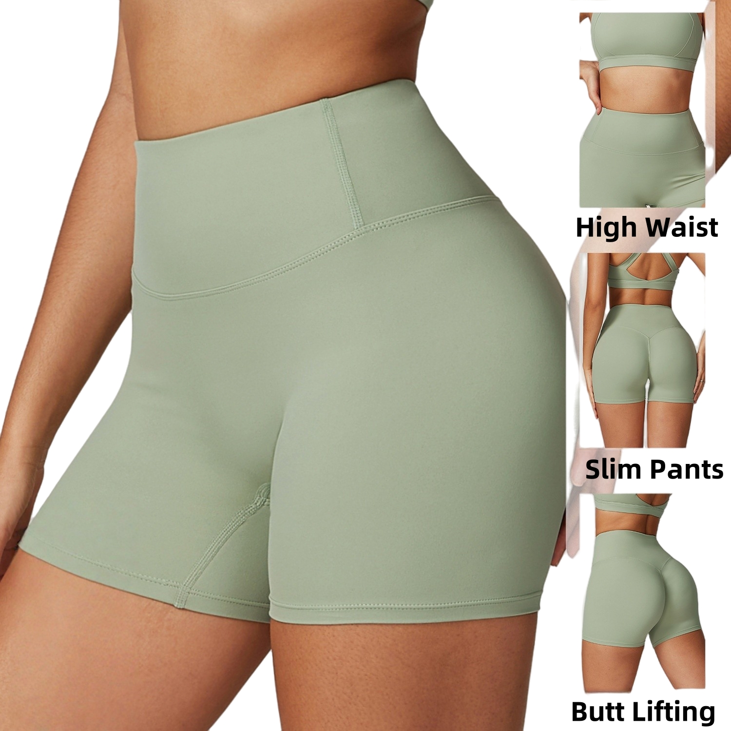 Women Slim High Waist Soft Butt Lifting Gym Short Pants Comfortable Running Biker Shorts Ladies Workout Solid Yoga Shorts