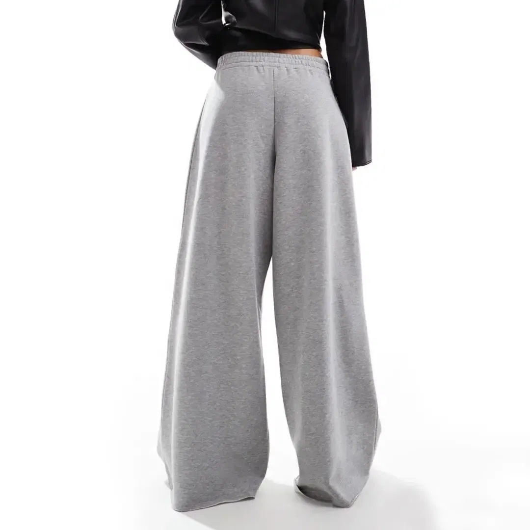 Custom Blank Cotton Flare Cargo Jogger Oversized Baggy Stacked Sweatpants for Women