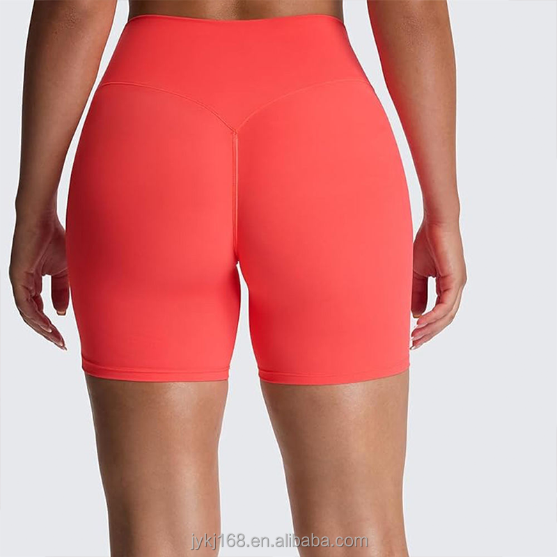 Low MOQ Custom Active Wear Biker Gym Yoga Fitness Running Shorts Butt Lfiting Booty V Shape Waisted Yoga Shorts