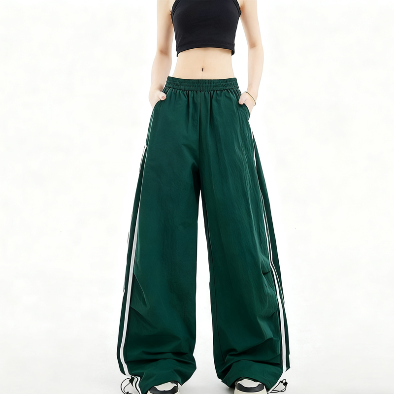High Quality Custom Nylon Track Pants Womens Baggy Striped Nylon Pants Nylon Casual Sweatpants For Women
