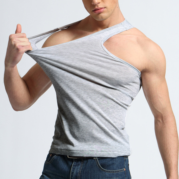 Good Quality Pima Cotton Blank Plain Singlets for Men Cotton Gym Wear Running Tank Top Summer Men Gym Stringer Tanktop