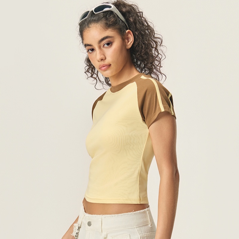 Custom Embroidery Applique Streetwear Raglan Slim Fit Cotton Women T Shirts Women's Baby Tee Y2k