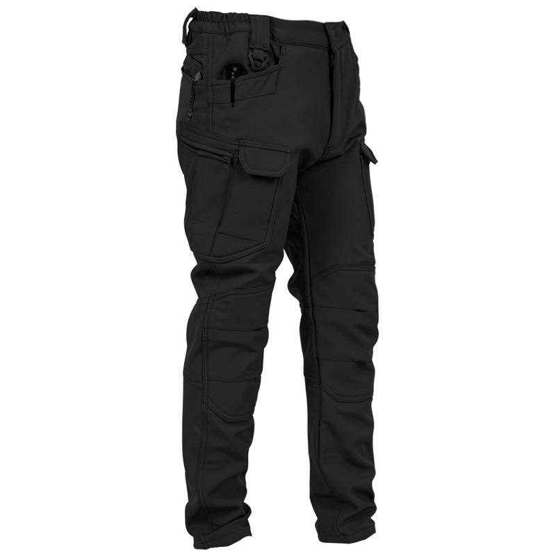 Men's Thermal Winter Hiking Fleece Lined Softshell Tactical Trousers Waterproof Windproof Outdoor Cargo Work Pants for Men