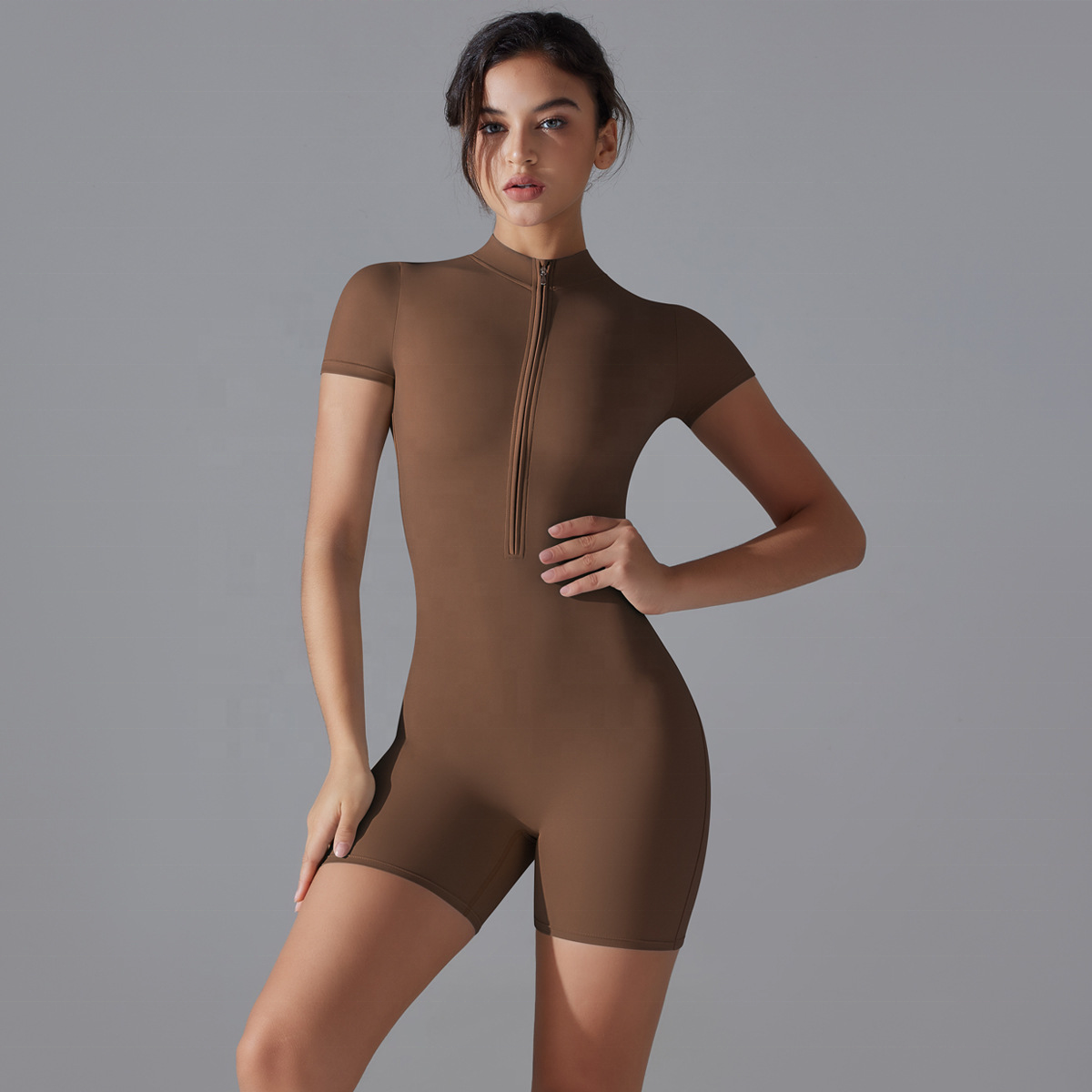 Best Selling Running High Elastic Breathable Zipper Anti-Plling Comfortable Yoga Bodysuits