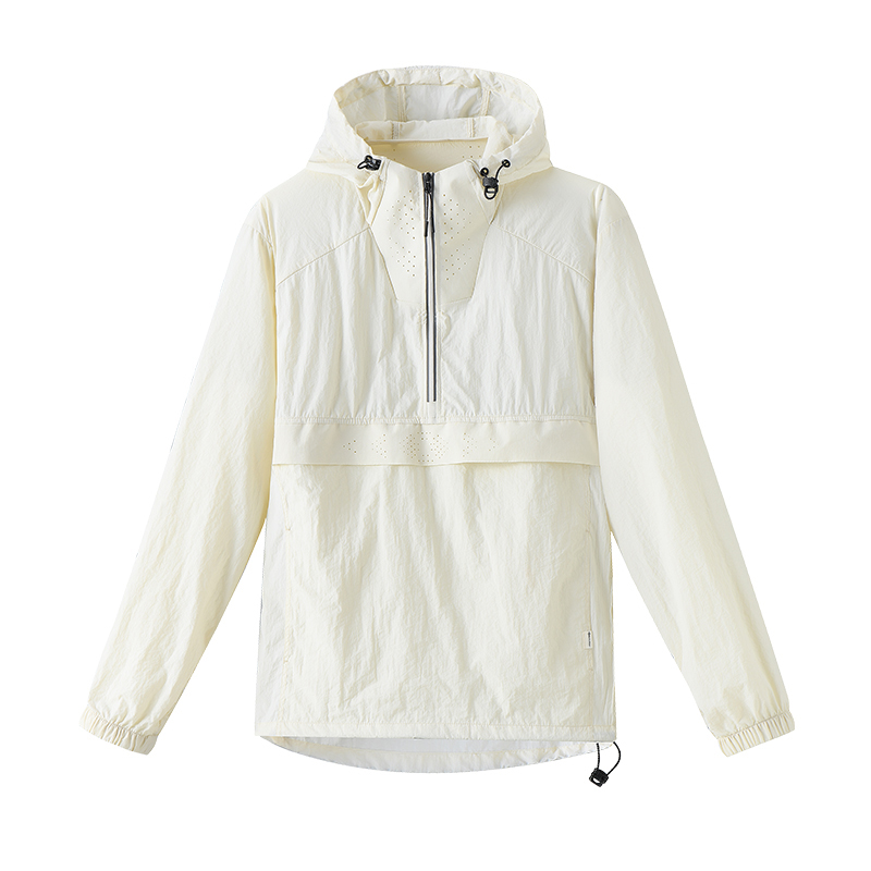 Custom Lightweight Polyester Shell 1/4 Zipper Pullover Windbreaker Hooded Anorak Jacket for Spring Season Outdoor Performance