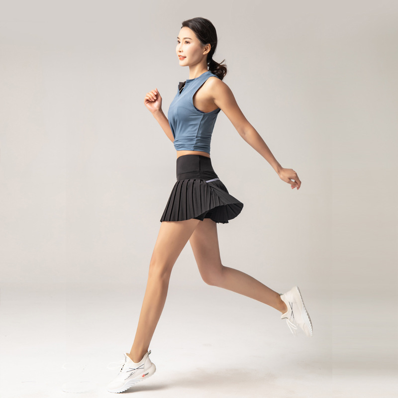 YBO-DK09 Custom Wholesale Sports Tennis Skirt Women's Anti-exposure Quick-drying Breathable Running Fitness Pleated Skirt