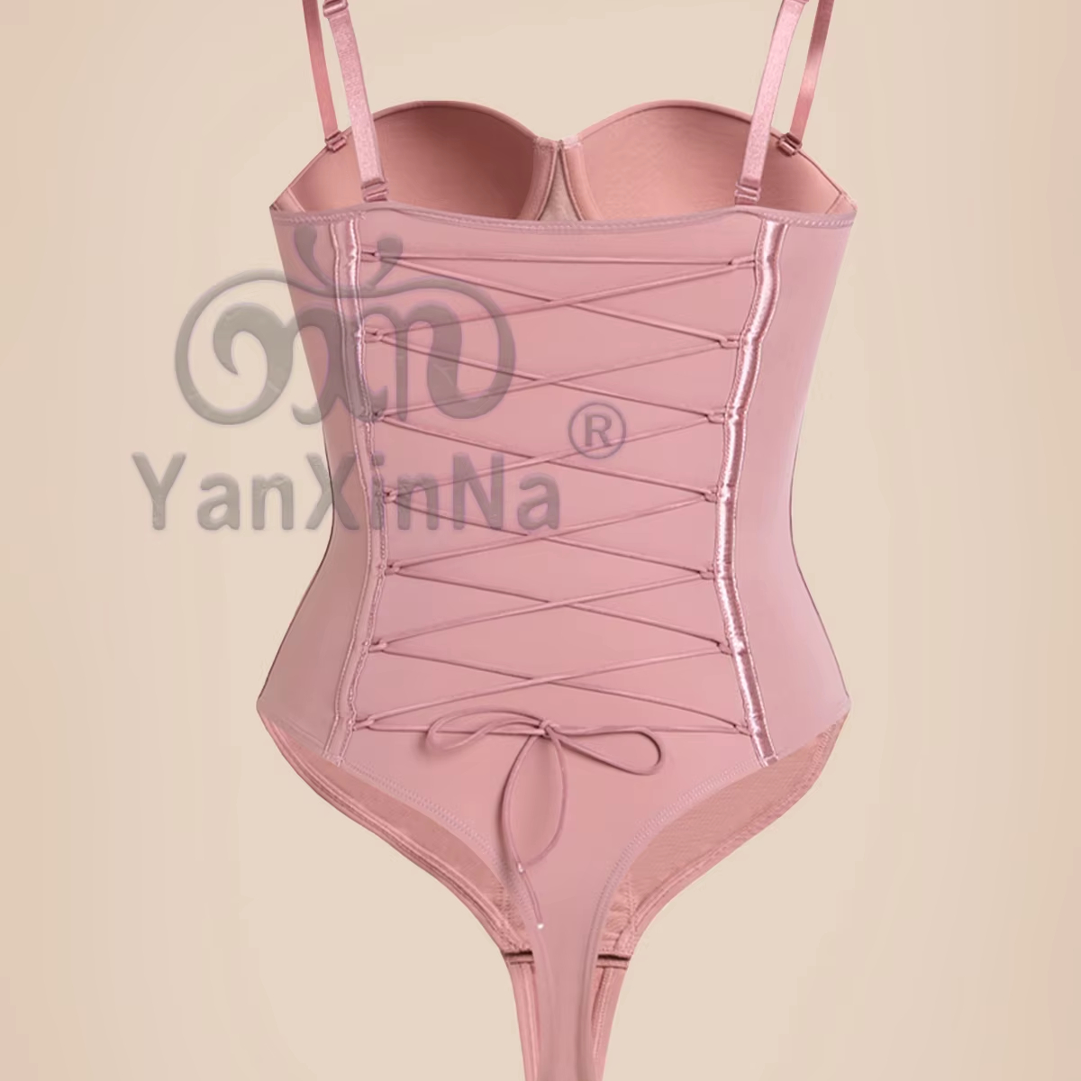 In Stock Bodysuit Back Lace-up Women STRAPLESS Shaper Waist Trainer Recovery One-Piece Underwire Cups Thong Shapewear Slimming