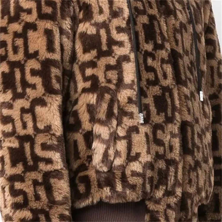 OEM Custom Fleece Jacket High Quality Custom logo Faux Fur Bomber Jacket for Men Plus Size Jackets