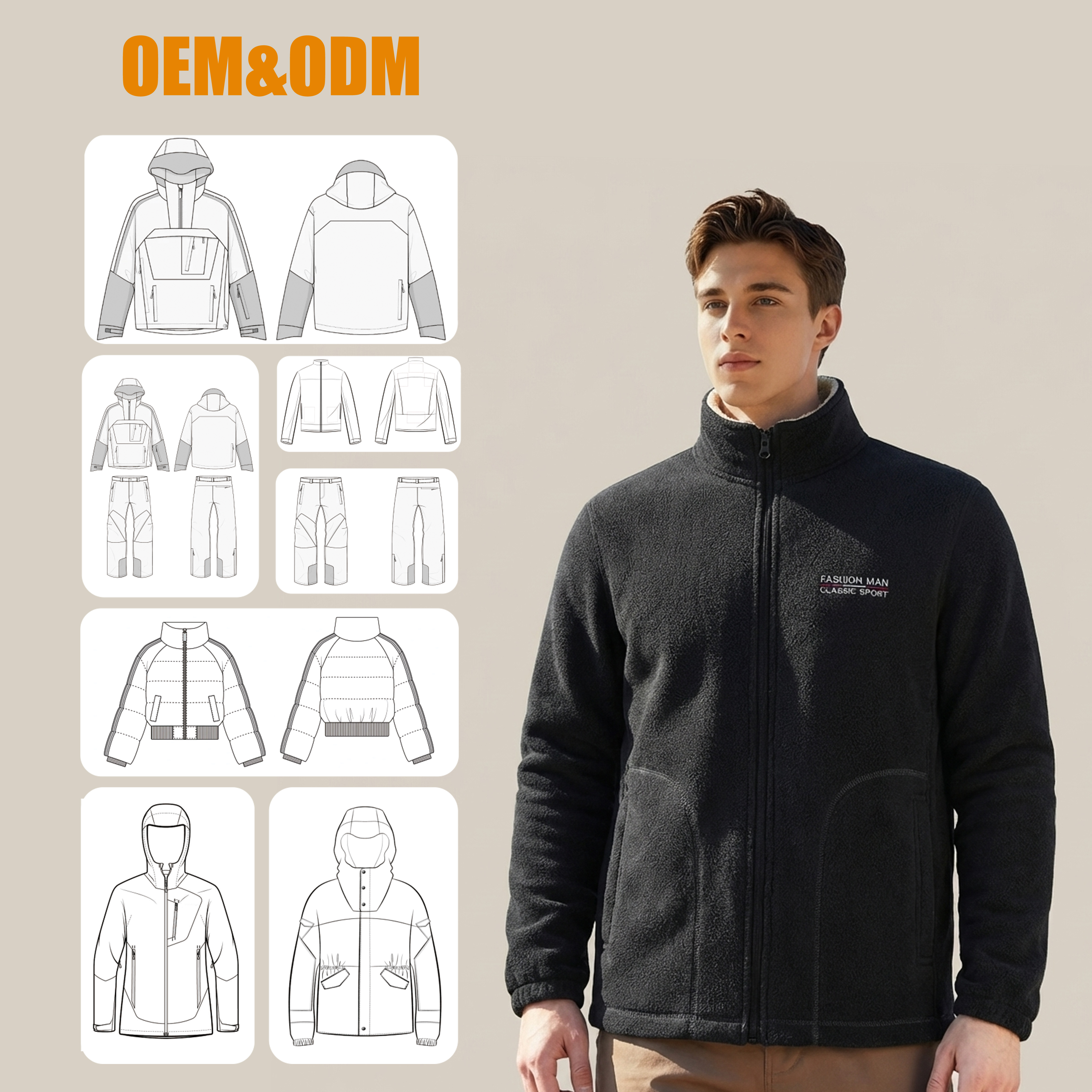 Custom Logo Men's Outdoor Sports Fleece Jacket Breathable